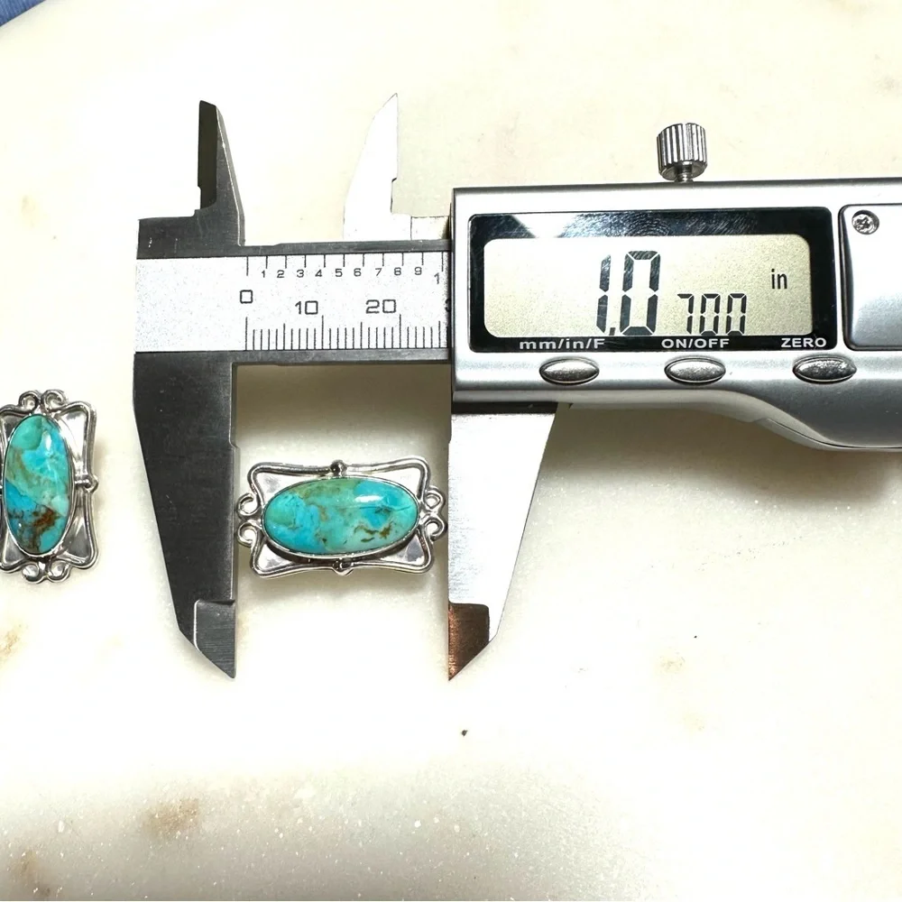 Jay King Turquoise Cabochon Scrollwork Sterling Silver Post Earrings